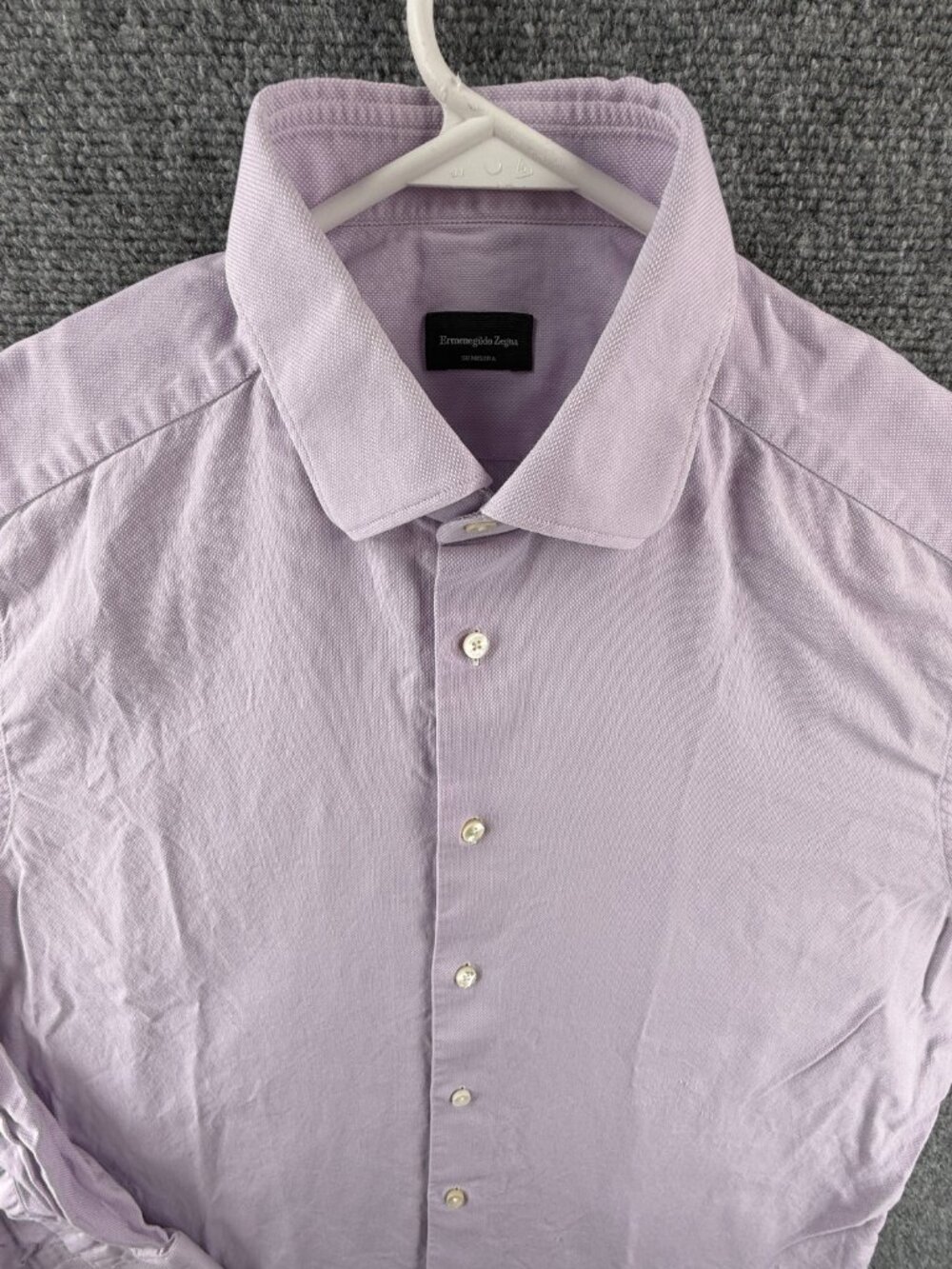 Ermenegildo Zegna Cotton 16 Purple Button Up Men Solid Long Sleeve Luxury Shirt